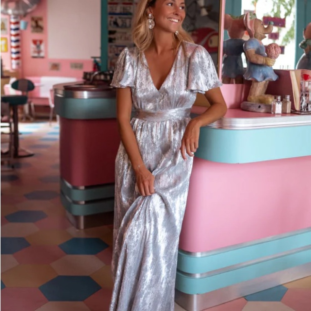 Elegant Silver Maxi Dress